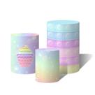 Trio de Capas Cilíndricas Versátil Pop It Colorido Candy Cupcake c/ Elástico