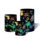 Trio de Capas Cilíndricas Versátil Tinta Splash Colorida c/ Elástico
