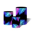 Trio de Capas Cilíndricas Versátil Tropical Folhas Neon C/ Elástico