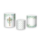 Trio de Capas de Cilindro - Batizado Com Folhagens Aquarela 003