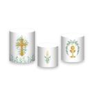 Trio de Capas de Cilindro - Batizado Crisma Dourado Folhagens 025