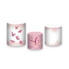 Trio de Capas de Cilindro - Borboleta Rosa Suave Floral 023