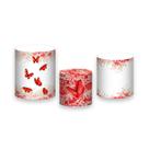 Trio de Capas de Cilindro - Borboleta Vermelha Floral 020 Trio de Capas de Cilindro - Borboleta Vermelha Floral 020