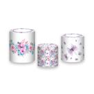 Trio de Capas de Cilindro - Borboletas e Flores Rosa e Lilás 004 Trio de Capas de Cilindro - Borboletas e Flores Rosa e Lilás 004