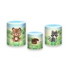 Trio de Capas de Cilindro - Bosque Animais Aquarela 002 Trio de Capas de Cilindro - Bosque Animais Aquarela 002