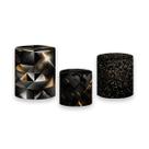 Trio de Capas de Cilindro - Efeito Geométricas Preto com Dourado 021