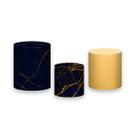 Trio de Capas de Cilindro - Efeito Geométrico Branco com Azul e Dourado 023