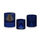 Trio de Capas de Cilindro - Efeito Geométricos Azul com Dourado 028