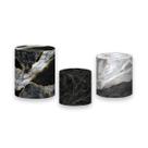 Trio de Capas de Cilindro - Efeito Mármore Cinza,Preto e Dourado 089