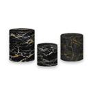 Trio de Capas de Cilindro - Efeito Mármore Preto Com Cinza 090