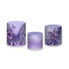 Trio de Capas de Cilindro - Flores e Borboletas Lilás com Roxo 027