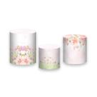 Trio de Capas de Cilindro - Flores Rosa com Verde Tons Pastéis 042