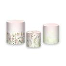 Trio de Capas de Cilindro - Floresta Rosada com Flores 086
