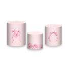 Trio de Capas de Cilindro - Laço Rosa com Flores 059