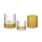 Trio de Capas de Cilindro - Noivado Flores Brancas Veios Dourado 003