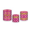 Trio de Capas de Cilindro - Realeza Capitonê Rosa Pink e Dourado 036