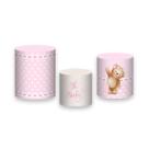 Trio de Capas de Cilindro - Ursinha Cute Rosa Claro 047