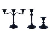 Trio De Castiçal Preto Suporte De Vela Elegante
