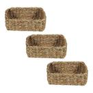 Trio De Cestos Organizadores Decorativos Multiuso Em Fibra Natural Seagrass