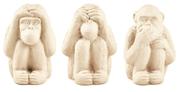 Trio De Estátuas Decorativas Macacos Sábios 12x8cm Cimento 12226