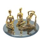 Trio De Ioga Estátua Rezando Meditando com Bandeja