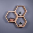 Trio De Nicho Hexagonal Sextavado Cru Para Pintura 15cm Prof