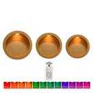 Trio de Nicho Redondo Simples 23x9/ 30x10/ 37x12 Acompanha Kit 3 Led Colorido e Controle Madeira Mdf