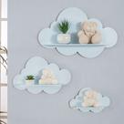 Trio de nichos em mdf para o quarto do bebê modelo nuvem