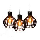 Trio de Pendente Luminária de Teto de Madeira Balcão de Cozinha Área Gourmet Vintage