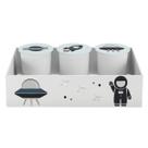 Trio de Potes e Bandeja Kit Higiene MDF Astronauta