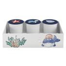 Trio de Potes e Bandeja Kit Higiene MDF Fundo do Mar