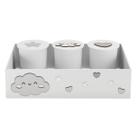 Trio de Potes e Bandeja Kit Higiene MDF Nuvem
