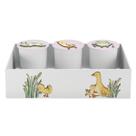Trio de Potes e Bandeja Kit Higiene MDF Patinhos