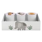 Trio de Potes e Bandeja Kit Higiene MDF Safari Savana