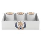 Trio de Potes e Bandeja Kit Higiene MDF Urso Coroa Menino