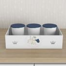 Trio de Potes e Bandeja Kit Higiene MDF Urso Rei