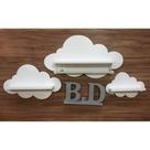Trio De Prateleira De Nuvem Com Varão Mdf Branco