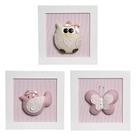 Trio De Quadros Jardim Quarto Bebê Infantil Menina