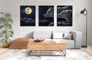 Trio de Quadros Moldurado Dupla Lobos Luar