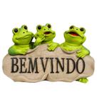Trio De Sapo Bem Vindo Em Resina Decoração Jardim