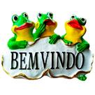 Trio de Sapos Bem-Vindo para Sala e Escritório Decor Branco