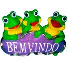 Trio de Sapos Bem-Vindo para Sala e Escritório Decor Lilás