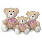 Trio De Ursinhos De Pelúcia Articulado Decoração Com Laço 15, 20 e 25cm
