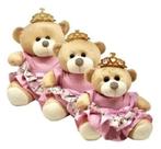 Trio De Ursinhos Para Nichos 15cm 20cm 25cm Coroa - Princesa Rei- Aviador