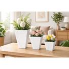 Trio De Vasos Decorativos Branco Para Flores Decoração De Mesa Moderna 4- Risco