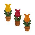 Trio de Vasos Flor Tulipa Decoração Jardim Sala Lavabo Banheiro - Várias Variedades