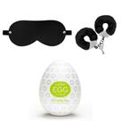 TRIO DELICIA Algema Pelucia + Venda + Egg Masturbador - SEX SHOP