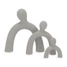 Trio escultura familia em polirresina cinza mart