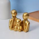 Trio Estatuetas de Família Gesso Abstrata Minimalista Casa e Decoração Escritórios