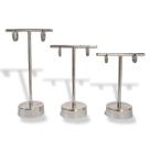 Trio Expositor Brinco Metal - PRATA - P M G - 2 furos
